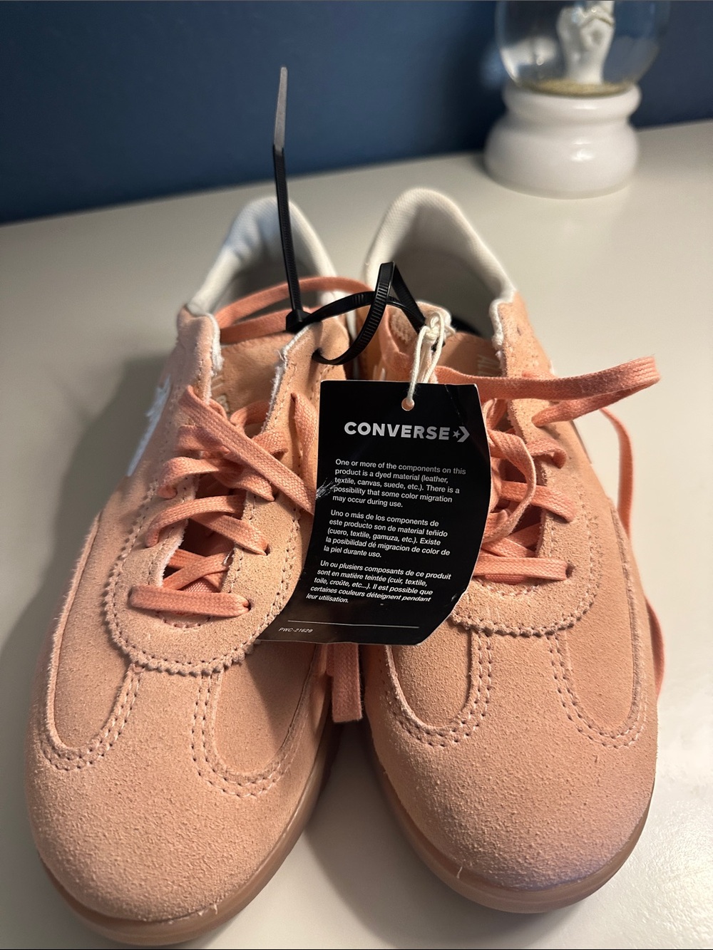 Converse Women's Peach Suede Low-Top Sneakers with White Chevron - Picture 4 of 4